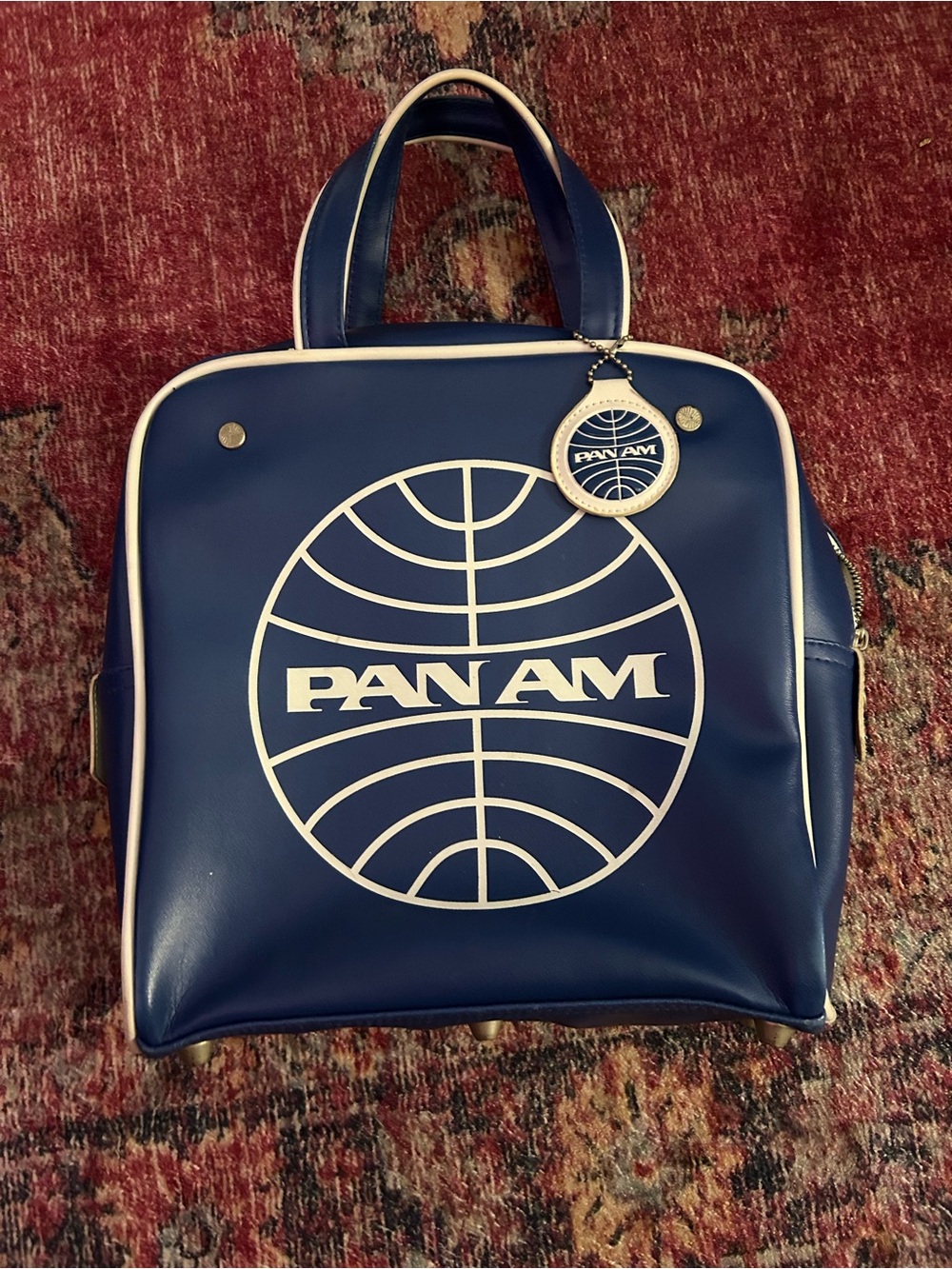 Navy Blue Retro Logo Travel Tote
